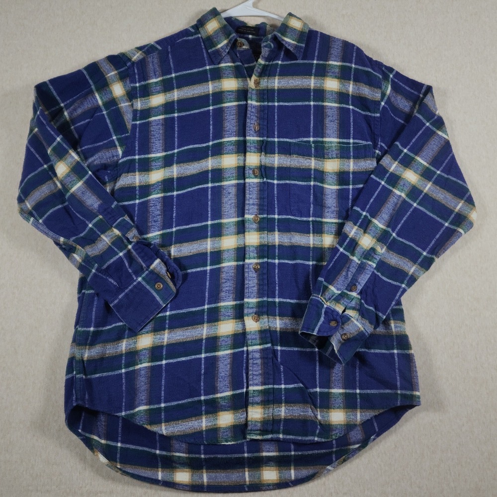 Vintage 80s Varsity Savile Row Flannel Shirt Mens 100% Cotton Plaid Hong Kong